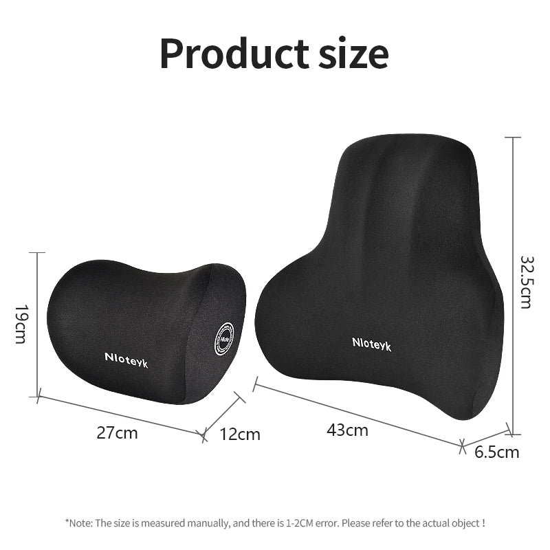 Memory Foam Neck and Lumbar Pillow - Washable, Reduces Lower Back Pain, Ergonomic Car Support