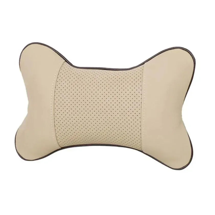 PU Leather Car Neck Pillow - Dual-Side Headrest for Pain Relief, Fiber-Filled Universal Fit