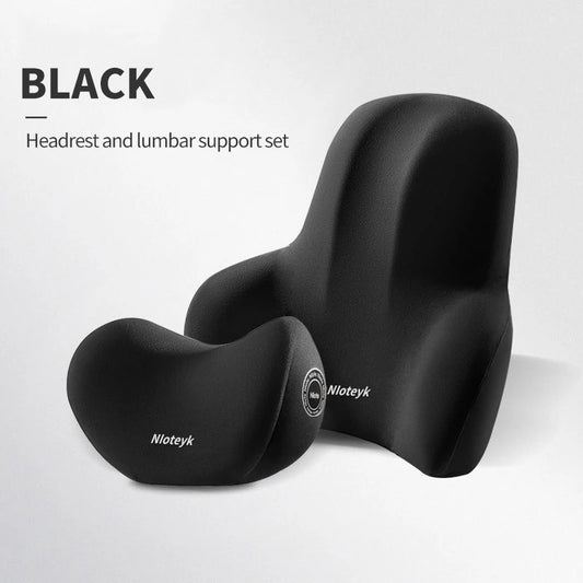 Memory Foam Neck and Lumbar Pillow - Washable, Reduces Lower Back Pain, Ergonomic Car Support