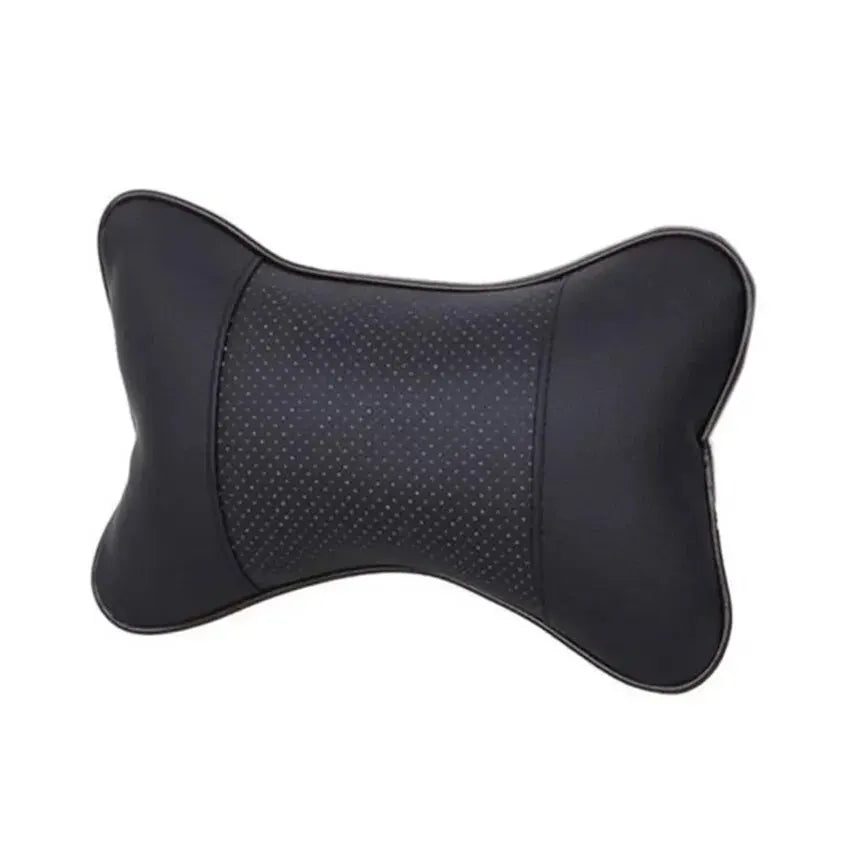 PU Leather Car Neck Pillow - Dual-Side Headrest for Pain Relief, Fiber-Filled Universal Fit