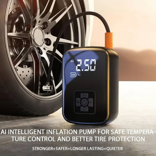 Wireless Car Air Compressor - Portable Tire Inflator for Cars, Bikes, and Emergency LED