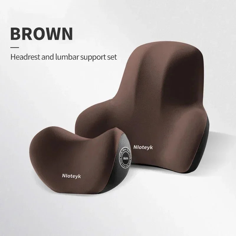 Memory Foam Neck and Lumbar Pillow - Washable, Reduces Lower Back Pain, Ergonomic Car Support