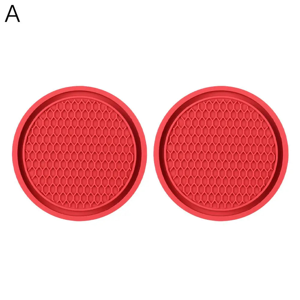 2pcs Non-Slip Car Cup Pads - Diamond Rhinestone Rubber Coasters for Bottle Holders-washable