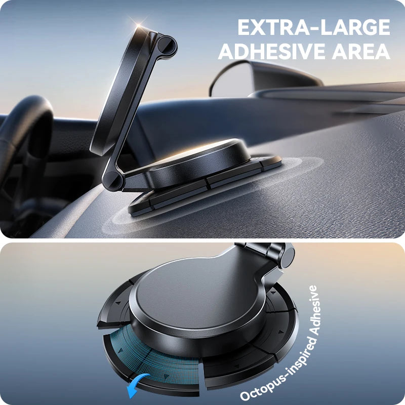 Magnetic Car Mount - 15W Wireless Charging, 360° Rotation, Foldable Phone Holder