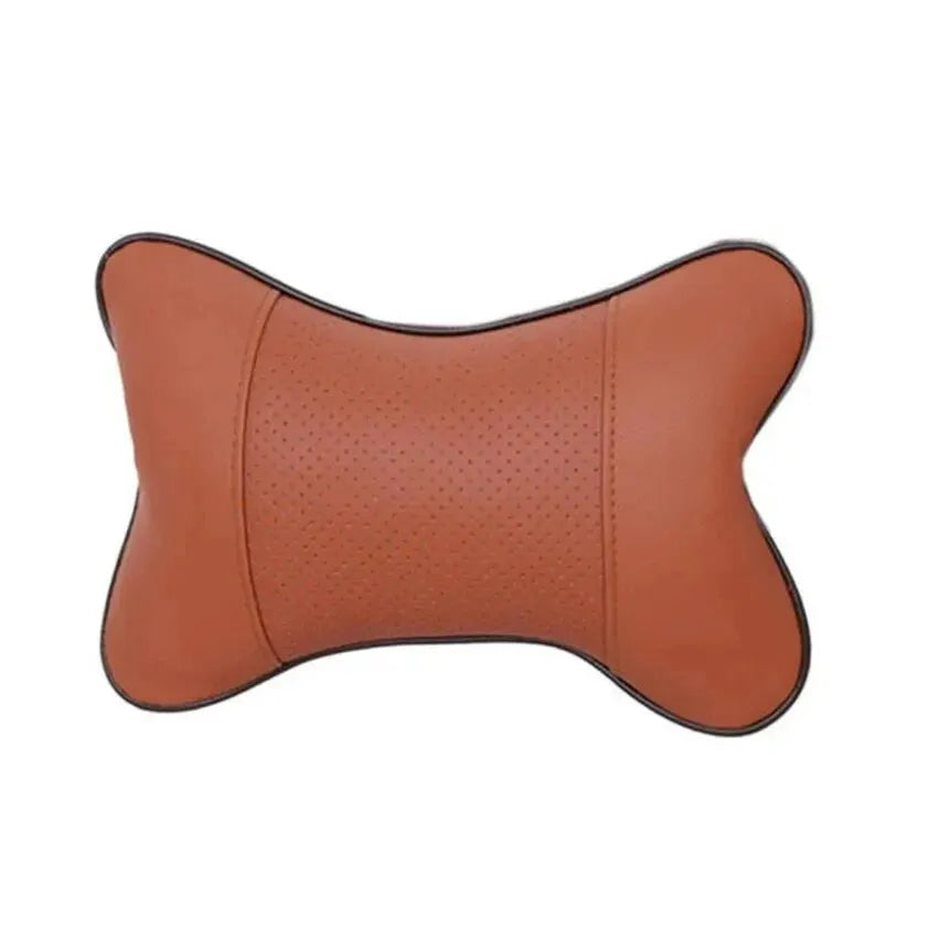 PU Leather Car Neck Pillow - Dual-Side Headrest for Pain Relief, Fiber-Filled Universal Fit