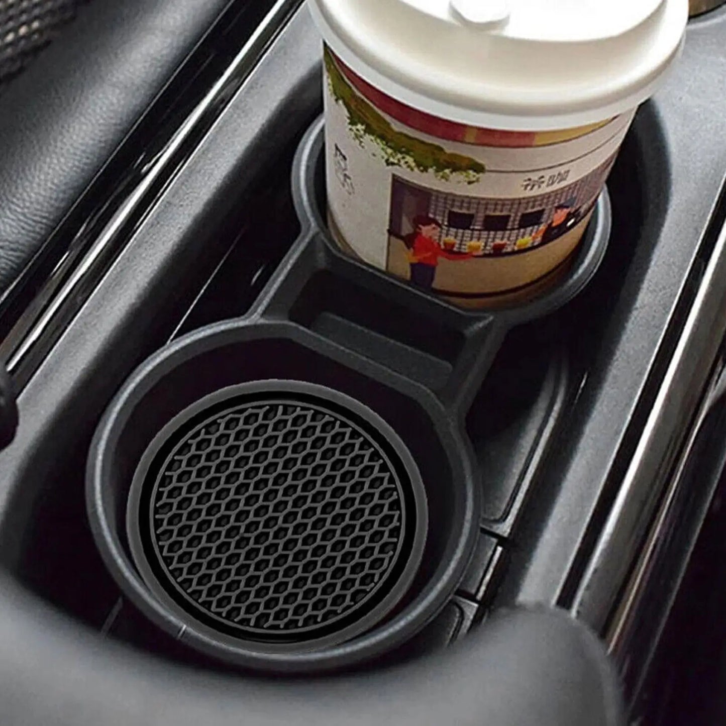 2pcs Non-Slip Car Cup Pads - Diamond Rhinestone Rubber Coasters for Bottle Holders-washable