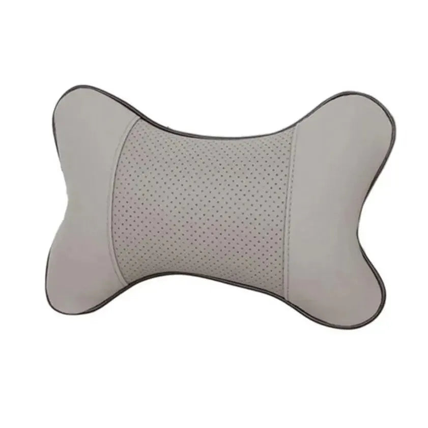 PU Leather Car Neck Pillow - Dual-Side Headrest for Pain Relief, Fiber-Filled Universal Fit